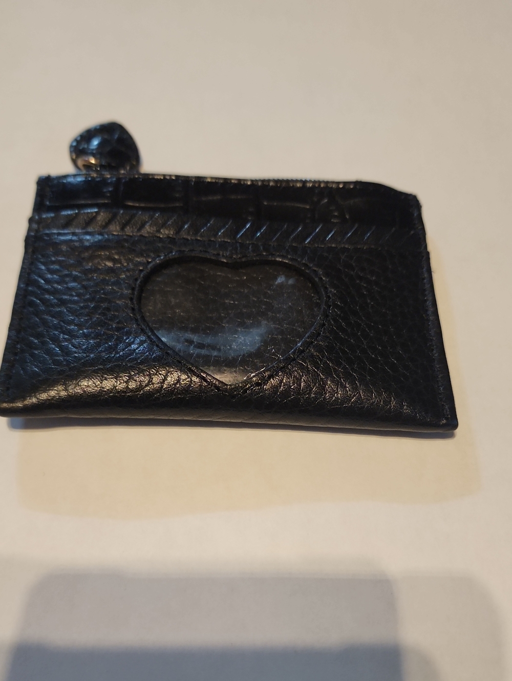 Brighton Black Leather Heart Window Card Holder